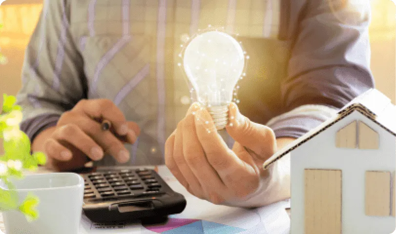 Light bulb and calculator, energy savings